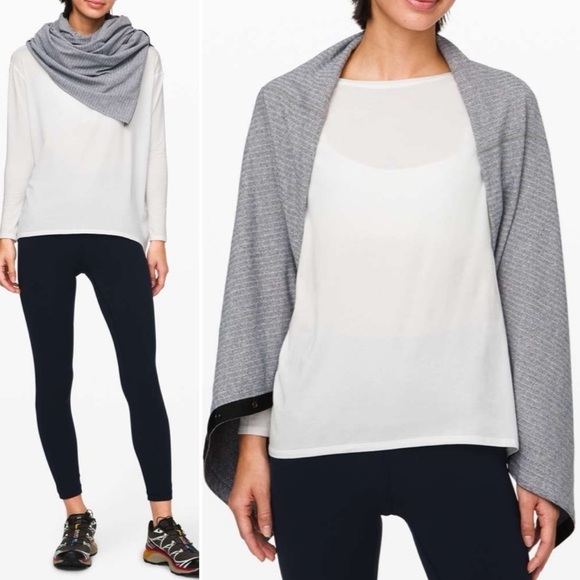 Lululemon Vinyasa Scarf Cozy Herringbone Versatile Lounge Travel Casual Cozy - Picture 1 of 5
